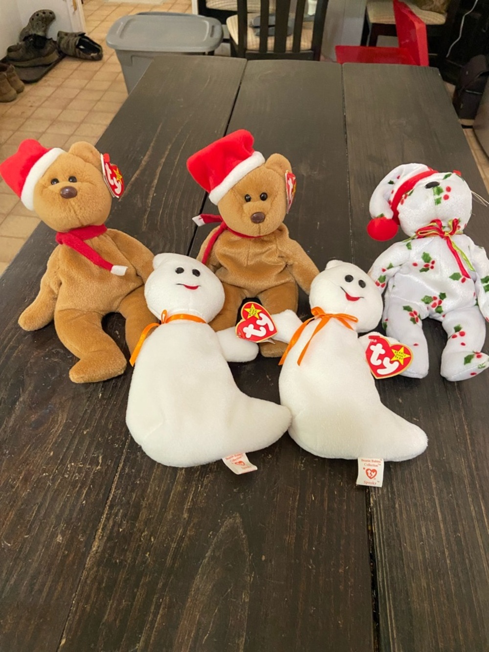 Ty Spooky White Ghost Beanie Baby Plush with Orange Ribbon - Picture 2 of 16